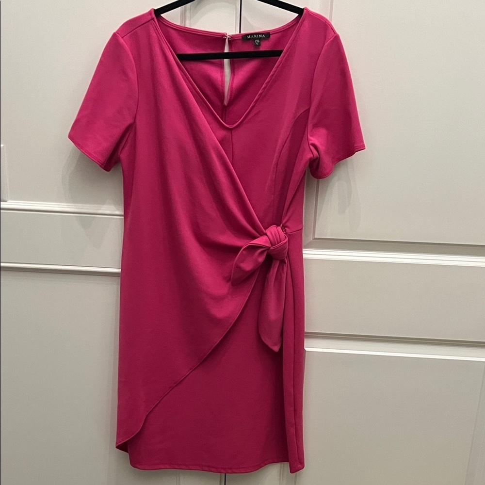 MARINA Pink Stretch Wrap Dress